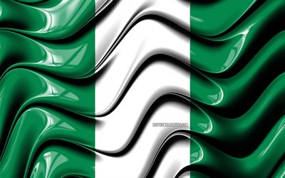 Nigerian lippu, 4k, Afrikka, kansalliset symbolit, 3D art, Nigeria, Afrikan maissa, Nigerian 3D flag