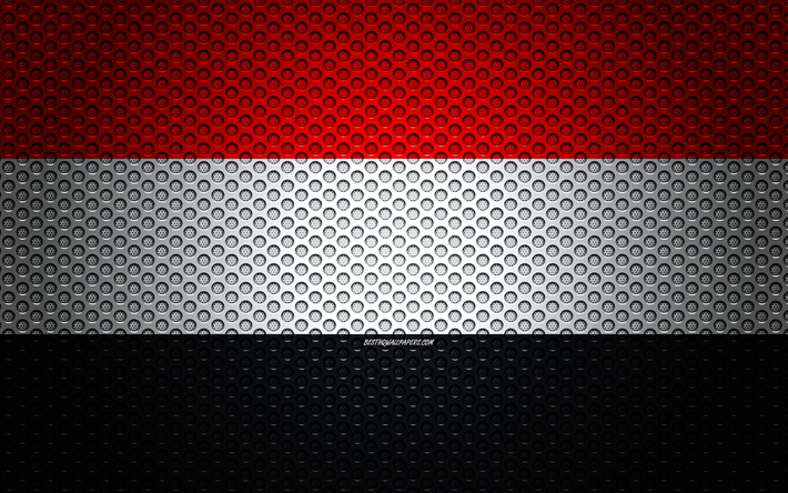 Bandera de Yemen, 4k, arte creativo, malla de metal textura, Yemen bandera, s&#237;mbolo nacional, Yemen, Asia, las banderas de los pa&#237;ses Asi&#225;ticos