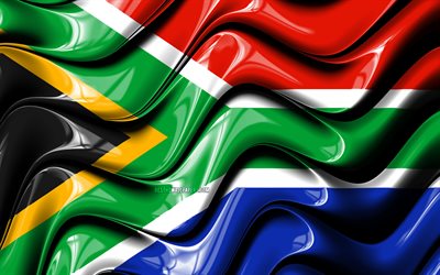 South African flag, 4k, Africa, national symbols, Flag of South Africa, 3D art, South Africa, African countries, South Africa 3D flag
