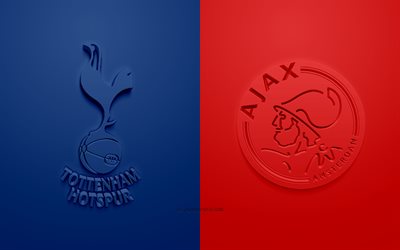O Tottenham Hotspur FC vs AFC Ajax, partida de futebol, A UEFA Europa League, o azul de fundo vermelho, Arte 3d, materiais promocionais, semifinal, futebol, Europa, O Tottenham Hotspur FC, O AFC Ajax