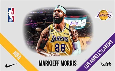 Markieff Morris, Los Angeles Lakers, American Basketball Player, NBA, portrait, USA, basketball, Staples Center, Los Angeles Lakers logo