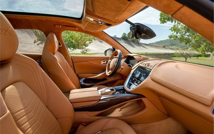 2020, Aston Martin DBX, interior, inside view, new DBX, luxurious leather interior, British cars, Aston Martin