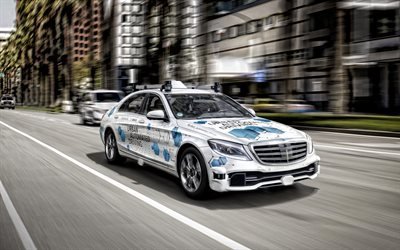 Mercedes-Benz S-class, W222, Urban Automated Driving, front view, exterior, S450 DAIMLER BOSCH, unmanned Vehicles, Mercedes
