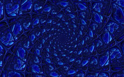 blue vortex, 4k, fractal art, creative, spiral, abstract vortex, 3D art, vortex, fractals