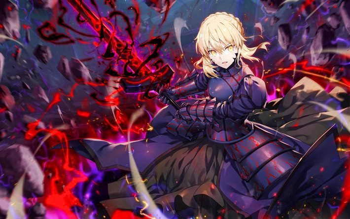 Download Wallpapers Artoria Pendragon Battle Fate Grand Order Saber Alter Artwork Fate Series Type Moon Fate Stay Night For Desktop Free Pictures For Desktop Free