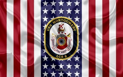 USS Montgomery Emblem, LCS-8, American Flag, US Navy, USA, USS Montgomery Badge, US warship, Emblem of the USS Montgomery