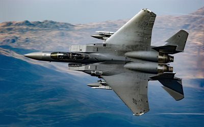 ماكدونيل دوغلاس F-15E Strike Eagle, 4k, الجيش الأمريكي, البحرية الأمريكية, ماكدونيل دوغلاس, مقاتلة, تحلق F-15, الطائرات المقاتلة