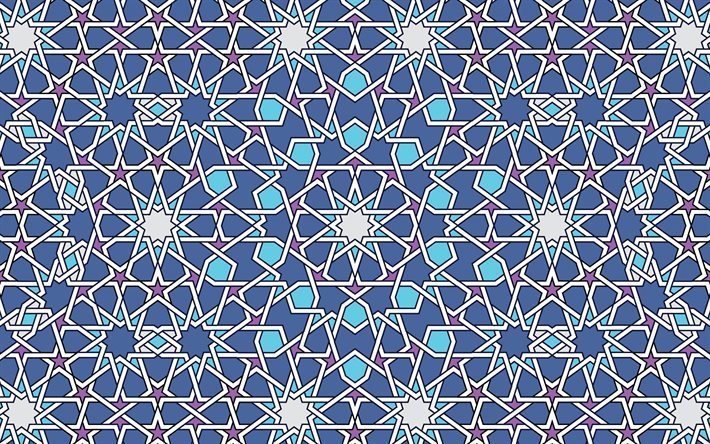 زخرفة إسلامية الملمس, الملمس مع النجوم, زخرفة زرقاء الملمس, الإسلامية الملمس, الأزرق خلفية هندسية, الإسلامية نمط