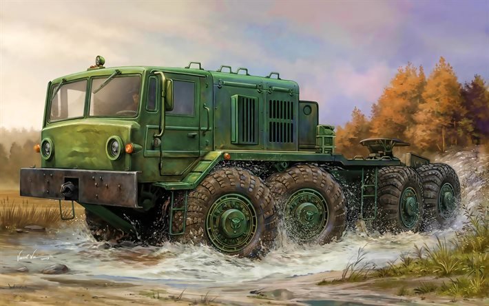 MAZ-537, œuvres d&#39;art, tracteur, Bi&#233;lorusse de l&#39;Arm&#233;e, des camions militaires, MAZ