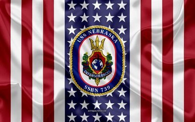 USS Nebraska Emblem, SSBN-739, American Flag, US Navy, USA, USS Nebraska Badge, US warship, Emblem of the USS Nebraska