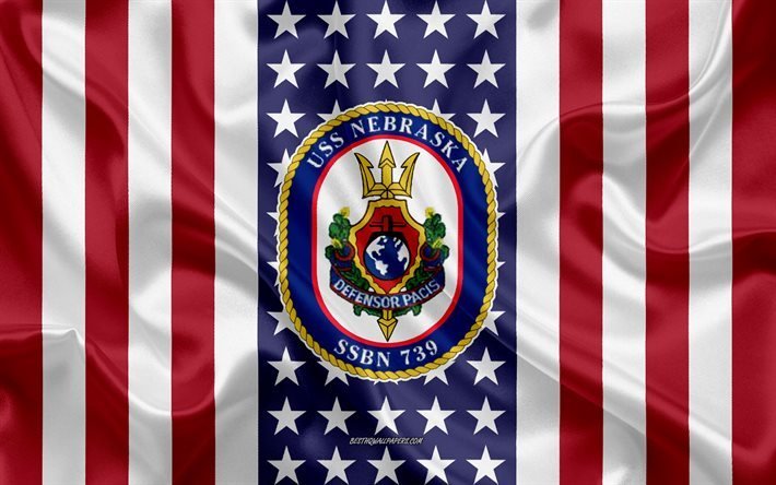 USSネブラスカエンブレム, SSBN-739, アメリカのフラグ, 米海軍, 米国, USSネブラスカバッジ, 米軍艦, エンブレムのUSSネブラスカ州