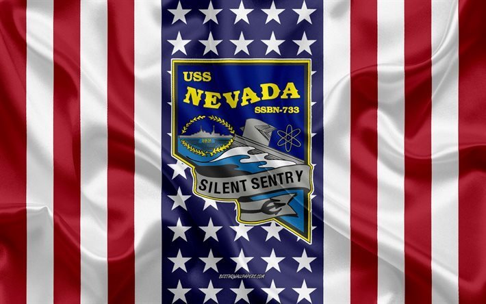 USS Nevada Emblem, SSBN-733, American Flag, US Navy, USA, USS Nevada Badge, US warship, Emblem of the USS Nevada