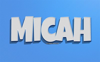Micah, blue lines background, wallpapers with names, Micah name, male names, Micah greeting card, line art, picture with Micah name