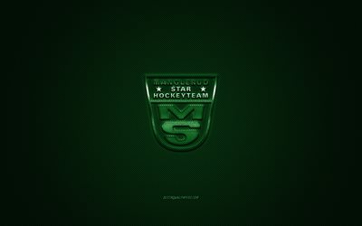 Manglerud Star Ishockey, Norve&#231; buz hokeyi kul&#252;b&#252;, yeşil logo, yeşil karbon fiber arka plan, Gruner Ishockey, Eliteserien, hokey, Oslo, Norve&#231;, Manglerud Star Ishockey logosu