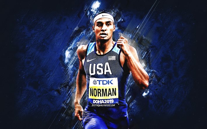 Michael Norman, velocista americano, seleção dos EUA, fundo de pedra azul, EUA, atleta americano