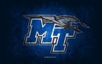 Middle Tennessee Blue Raiders, American football team, blue background, Middle Tennessee Blue Raiders logo, grunge art, NCAA, American football, USA, Middle Tennessee Blue Raiders emblem