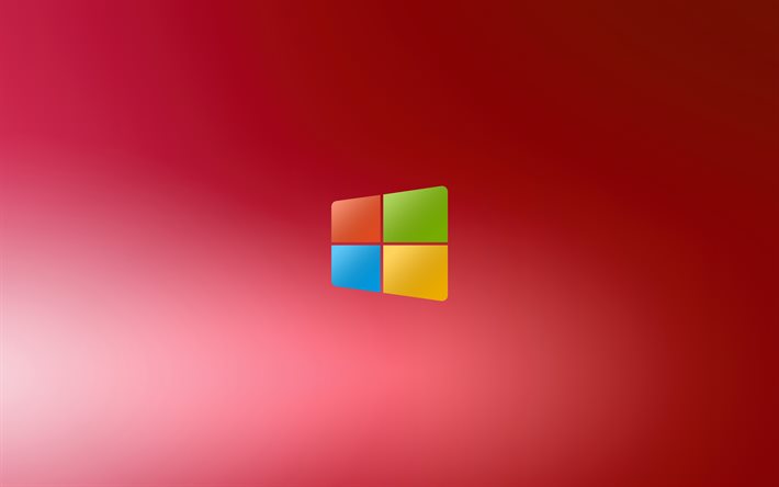 Logo colorato di Windows 10, 4k, minimalismo, creativo, sfondo astratto viola, logo di Windows 10, sistema operativo, Windows 10