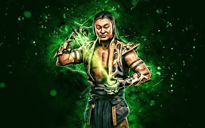 Shang Tsung, 4k, vihre&#228;t neonvalot, MK11, Mortal Kombat 11, luova, Mortal Kombat, Shang Tsung Mortal Kombat