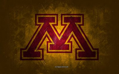 Minnesota Golden Gophers, amerikkalainen jalkapallojoukkue, keltainen tausta, Minnesota Golden Gophers -logo, grunge-taide, NCAA, amerikkalainen jalkapallo, USA, Minnesota Golden Gophers -tunnus