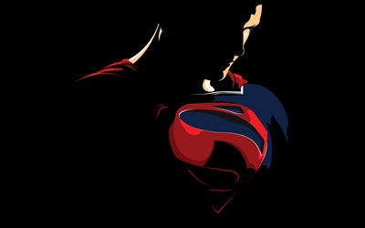 4k, Superman, minimal, superheroes, darkness, Marvel Comics, red eyes, Superman 4K, Superman minimalism
