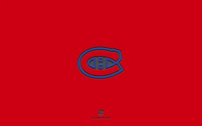 Montreal Canadiens, kanadensiskt hockeylag, r&#246;d sten bakgrund, Montreal Canadiens logotyp, grunge konst, NHL, hockey, USA, Montreal Canadiens emblem
