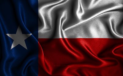 テキサス州の旗, 4k, シルクの波状の旗, アメリカの州, 米国, テキサスの旗, ファブリックフラグ, 3Dアート, Texas, アメリカ合衆国, テキサス3Dフラグ