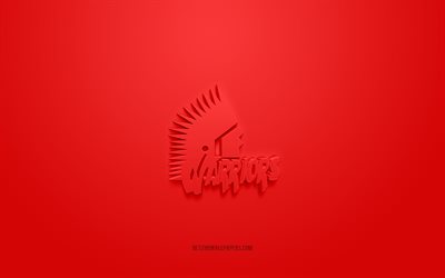 Moose Jaw Warriors, luova 3D-logo, punainen tausta, 3D-tunnus, Kanadan j&#228;&#228;kiekkojoukkueen kerho, WHL, Saskatchewan, Kanada, 3d-taide, j&#228;&#228;kiekko, Moose Jaw Warriors -diplogi