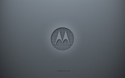 Logo de Motorola, fond cr&#233;atif gris, embl&#232;me de Motorola, texture de papier gris, Motorola, fond gris, logo 3d de Motorola