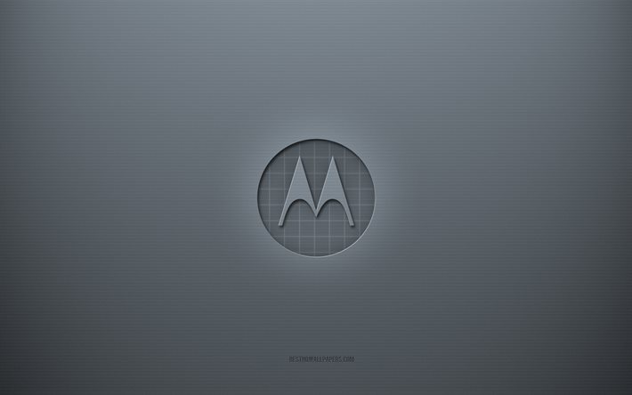 Motorola-logotyp, gr&#229; kreativ bakgrund, Motorola-emblem, gr&#229; pappersstruktur, Motorola, gr&#229; bakgrund, Motorola 3d-logotyp