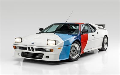BMW M1, 1981, E26, carros antigos, cup&#234;, M1 E26, BMW M1 branco, carros de corrida retr&#244;, BMW