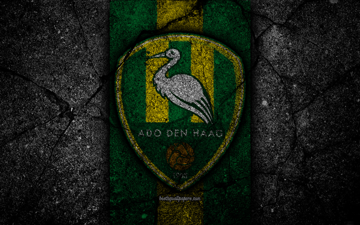 4k, den haag fc, logo, eredivisie, soccer, shoegazing, niederlande, fu&#223;ball club, den haag, asphalt texturen, fc den haag