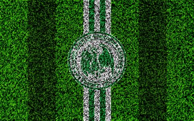 CS Concordia Chiajna, 4k, logo, football lawn, Romanian football club, yellow green lines, grass texture, emblem, Liga I, Kyazna, Romania, football, FC Concordia