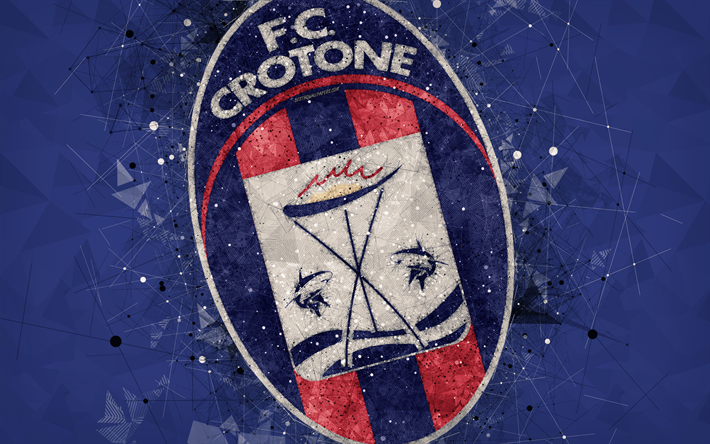 FC Crotone, 4k, Italiensk fotboll club, kreativ konst logotyp, geometriska art, lila abstrakt bakgrund, emblem, Serie A, Crotone, Italien, fotboll
