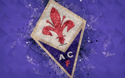 ACF Fiorentina, 4k, Italian football club, creative art logo, geometric art, purple abstract background, emblem, Serie A, Florence, Italy, football