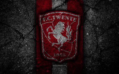 4k, FC Twente, logo, Eredivisie, jalkapallo, grunge, Hollannissa, football club, Twente, asfaltti rakenne