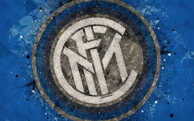 FC Internazionale, Inter Milan FC, 4k, İtalyan futbol kul&#252;b&#252;, yaratıcı sanat logo, geometrik sanat, soyut, mavi arka plan, amblem, Milan, İtalya Serie A, futbol