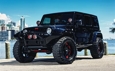 エンジニアリング部門マイアミJeep張, チューニング, 2018両, Suv, 黒Wrangle, ジープ