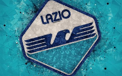 SS Lazio, 4k, Italian football club, creative art-logo, geometrinen taide, sininen abstrakti tausta, tunnus, Serie, Rooma, Italia, jalkapallo, Lazio FC