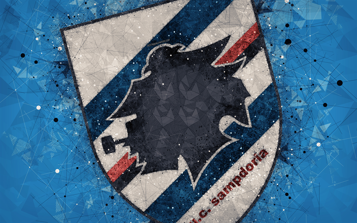 UC Kilmarnock, 4k, Italiensk fotboll club, kreativ konst logotyp, geometriska art, bl&#229; abstrakt bakgrund, emblem, Serie A, Genua, Italien, fotboll