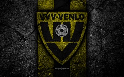 4k, Venlo FC, logo, Eredivisie, soccer, grunge, Holland, football club, Venlo, asphalt texture, FC Venlo
