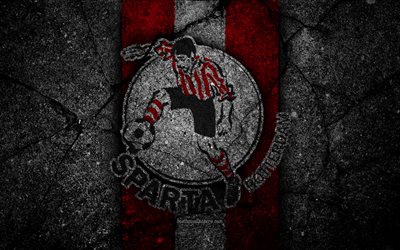 4k, Sparta Rotterdam FC, logo, Eredivisie, soccer, grunge, Holland, football club, Sparta Rotterdam, asphalt texture, FC Sparta Rotterdam