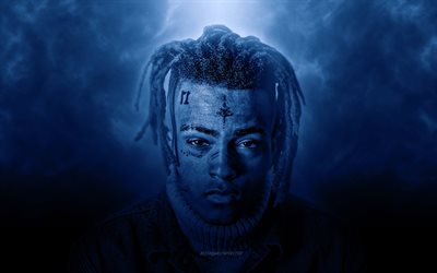 XXXTentacion, Jahseh Dwayne Ricardo Onfroy, mystic art, american rapper, portrait, blue background, american singer