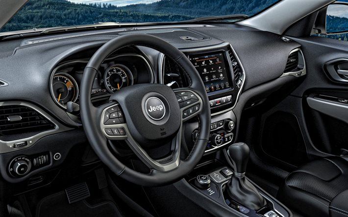 2020, Jeep Cherokee, interno, vista interna, pannello frontale nuovo Cherokee interni, auto americane, Jeep