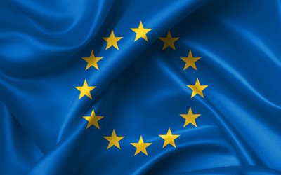 4k, European Union flag, silk flag, Europe, national symbols, Flag of European Union, EU flag, European Union, European countries, European Union fabic flag