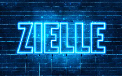 Happy Birthday Zielle, 4k, blue neon lights, Zielle name, creative, Zielle Happy Birthday, Zielle Birthday, popular french male names, picture with Zielle name, Zielle
