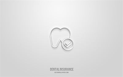 Dental insurance 3d icon, white background, 3d symbols, Dental insurance, insurance icons, 3d icons, Dental insurance sign, insurance 3d icons