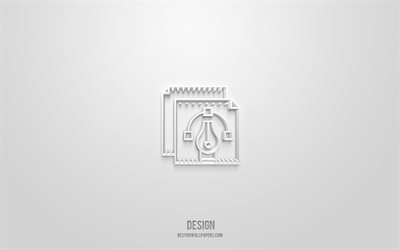 Design 3d icon, white background, 3d symbols, Design, web icons, 3d icons, Design sign, web 3d icons