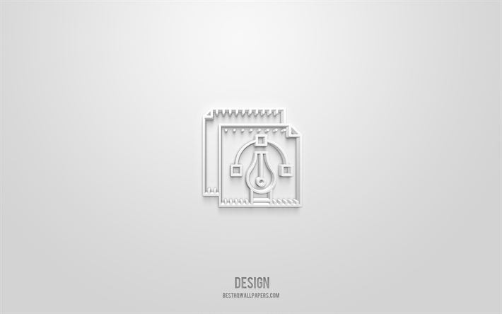 design 3d-ikon, vit bakgrund, 3d-symboler, design, webbikoner, 3d-ikoner, designskylt, webb-3d-ikoner