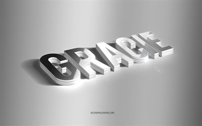 gracie, arte 3d prata, fundo cinza, papéis de parede com nomes, nome gracie, cartão gracie, arte 3d, foto com nome gracie