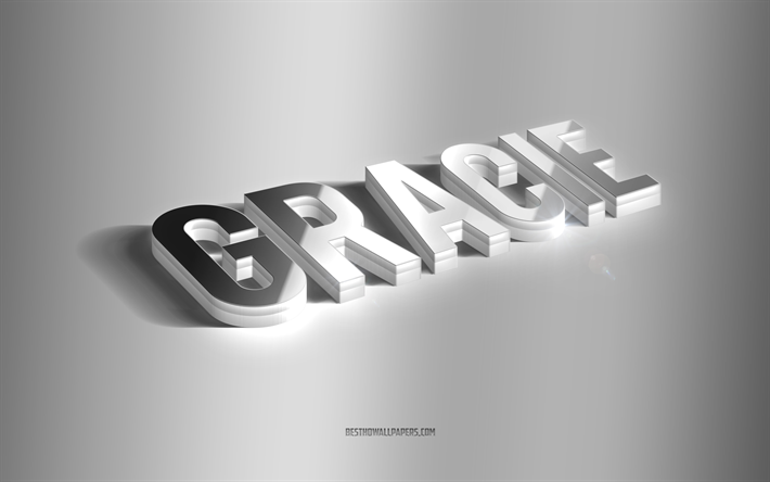 gracie, arte 3d plateado, fondo gris, fondos de pantalla con nombres, nombre gracie, tarjeta de felicitaci&#243;n gracie, arte 3d, imagen con el nombre gracie